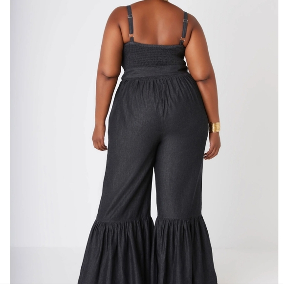 Chambray Bell Bottom Jumpsuit - Picture 2 of 5